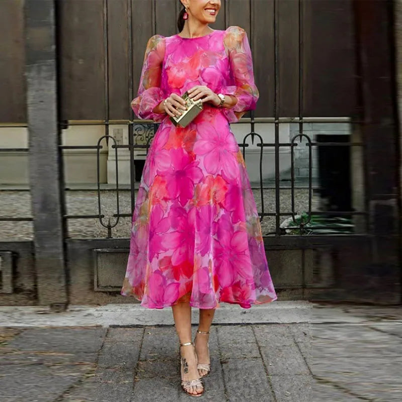 Women's Long-Sleeve Floral Midi Summer Dress – image 1
