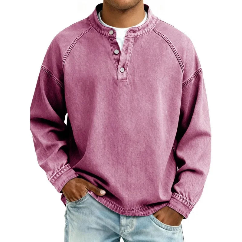 Men's Long-Sleeve Henley Summer Shirt – image 8