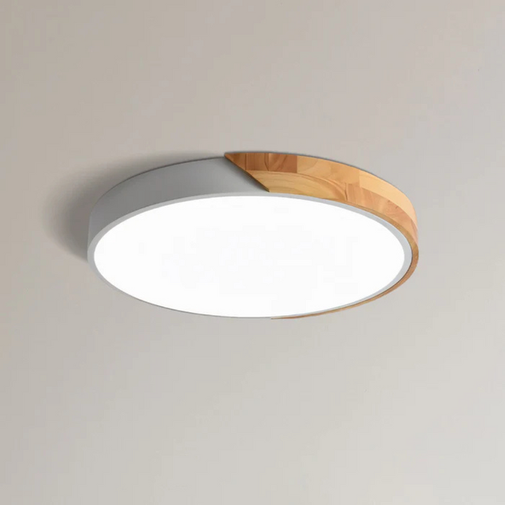 Scandinavian Wood Flush Mount Ceiling Light With LED Light