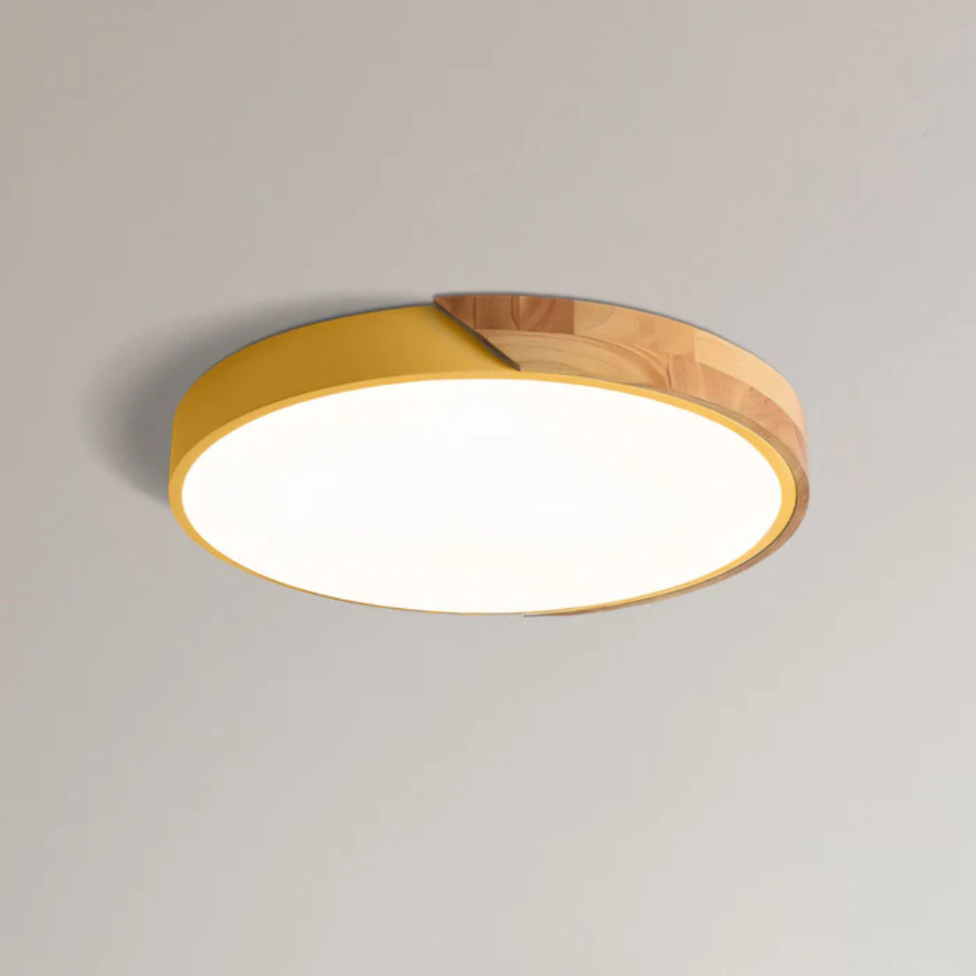 Scandinavian Wood Flush Mount Ceiling Light With LED Light