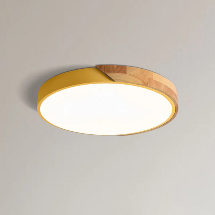 Scandinavian Wood Flush Mount Ceiling Light With LED Light