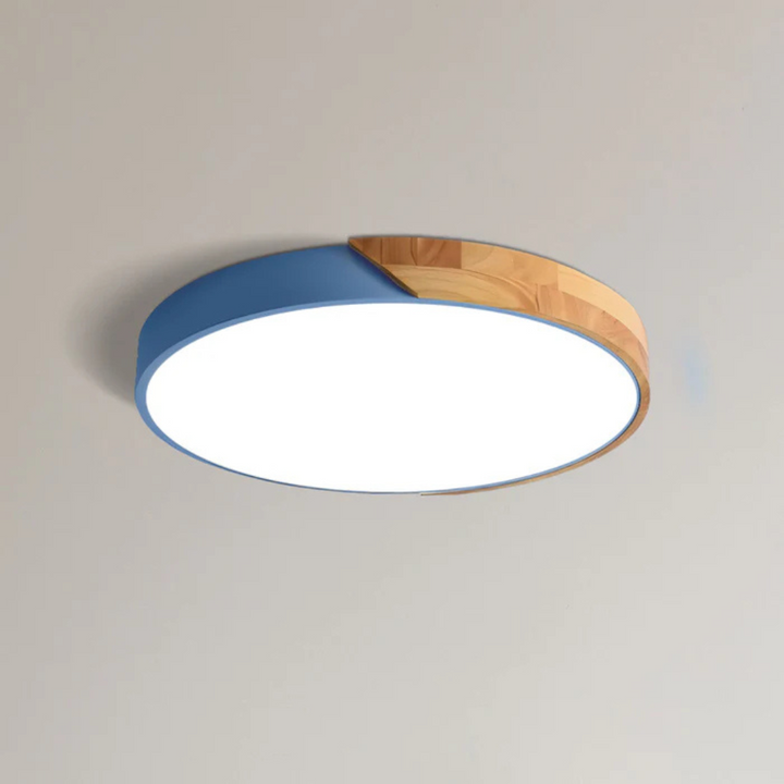 Scandinavian Wood Flush Mount Ceiling Light With LED Light