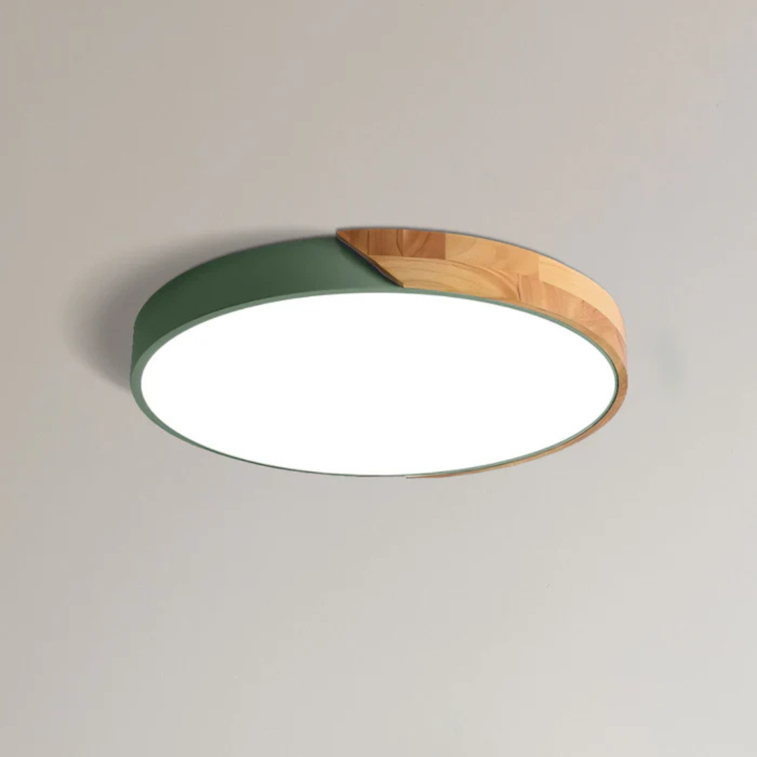 Scandinavian Wood Flush Mount Ceiling Light With LED Light