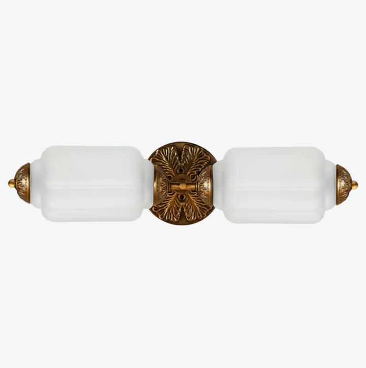 Vintage Art Deco Milk Glass Eloise Vanity Light Fixture