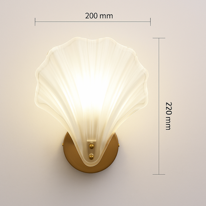 Art Deco Brass Glass Seashell Wall Sconce LED 1-Light