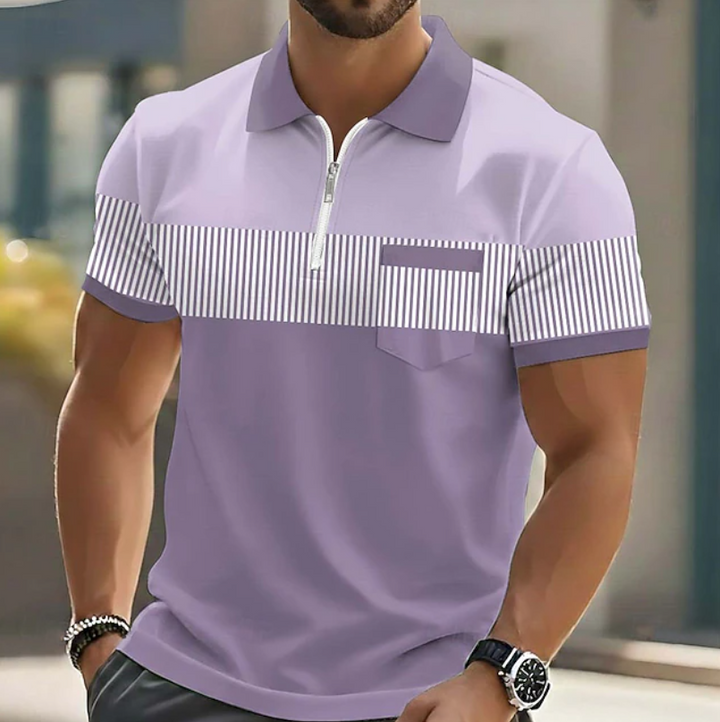 Men's Short-Sleeve Zip-Neck Colour-Block Summer Polo Shirt – image 2