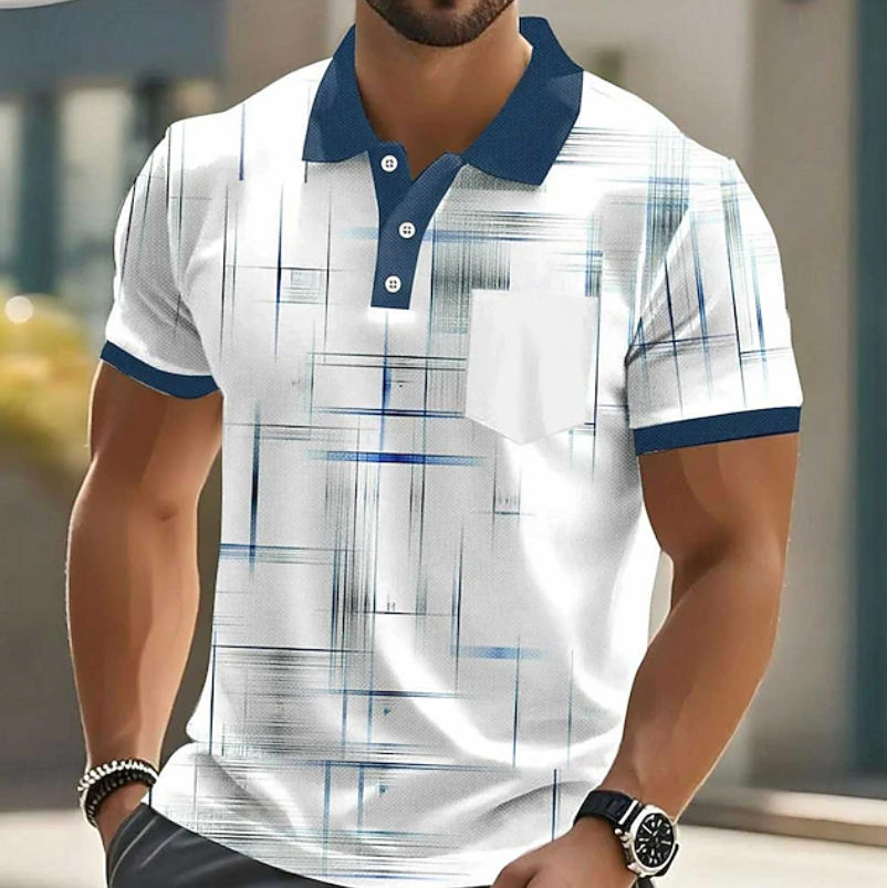 Men's Short-Sleeve Printed Summer Polo Shirt – image 1