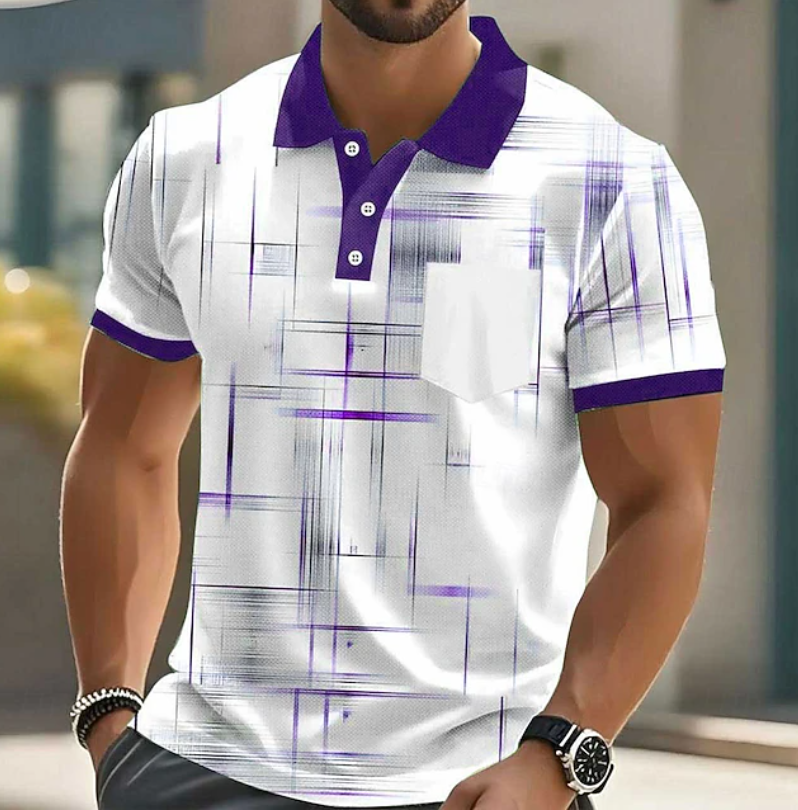 Men's Short-Sleeve Printed Summer Polo Shirt – image 8