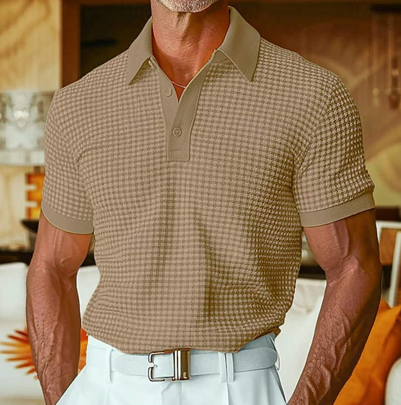 Men's Short-Sleeve Waffle-Textured Summer Polo Shirt – image 2