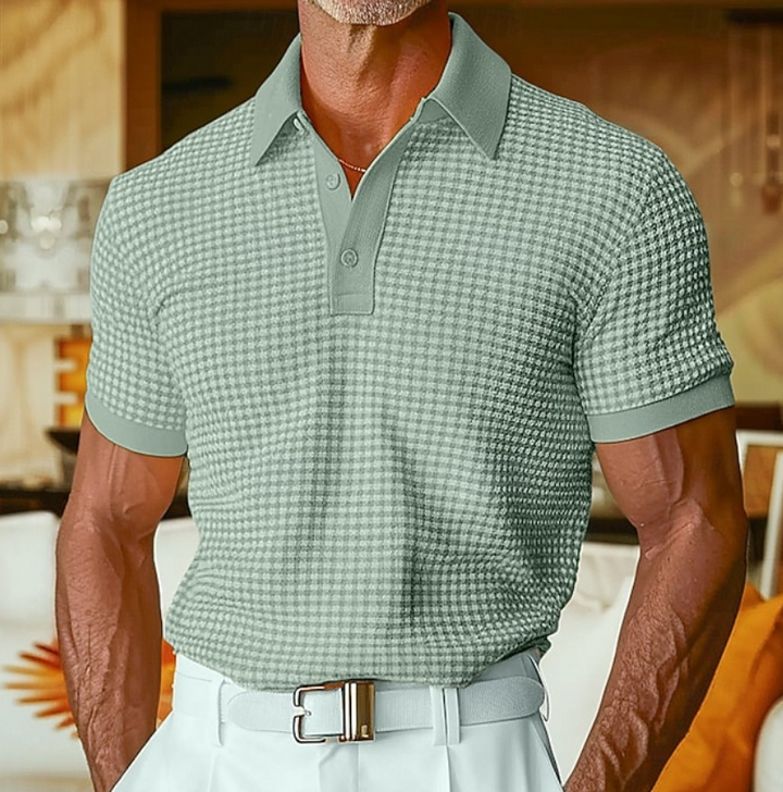 Men's Short-Sleeve Waffle-Textured Summer Polo Shirt – image 4