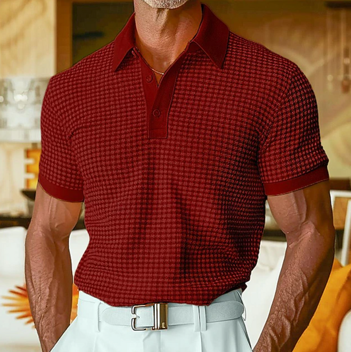 Men's Short-Sleeve Waffle-Textured Summer Polo Shirt – image 7