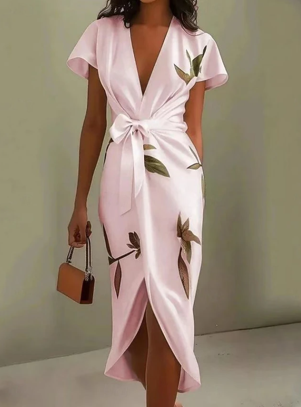 Women's Floral Wrap Midi Summer Dress – image 3