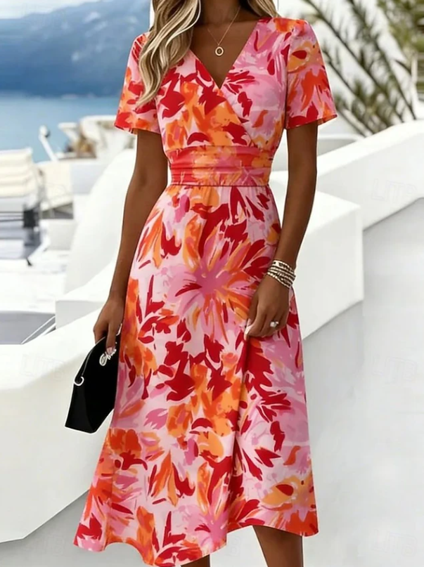 Women's Floral Wrap Midi Summer Dress – image 5