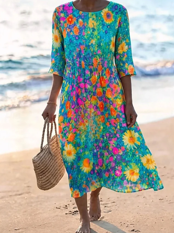 Women's Flowy Floral Midi Summer Dress – image 3