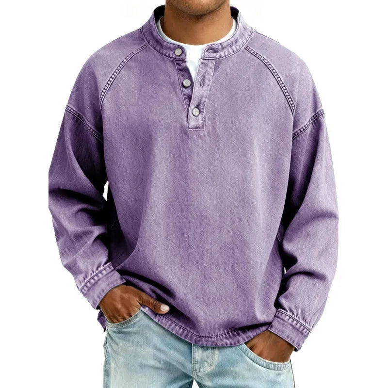 Men's Long-Sleeve Henley Summer Shirt – image 2