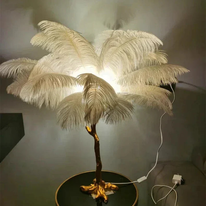 Virel Feather Floor Lamp in Khaki