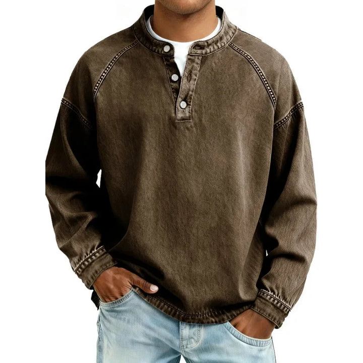 Men's Long-Sleeve Henley Summer Shirt – image 9