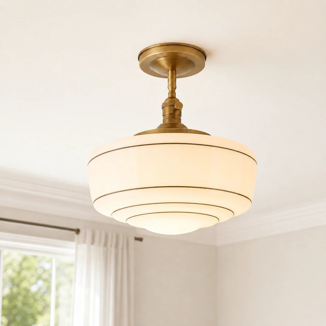 Talos Mid-Century Modern Round Glass Flush Mount Light