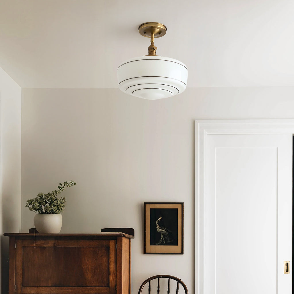 Talos Mid-Century Modern Round Glass Flush Mount Light