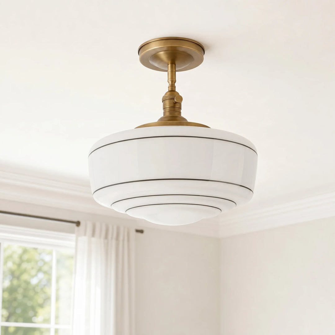 Talos Mid-Century Modern Round Glass Flush Mount Light
