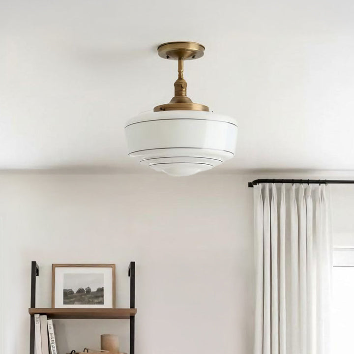 Talos Mid-Century Modern Round Glass Flush Mount Light