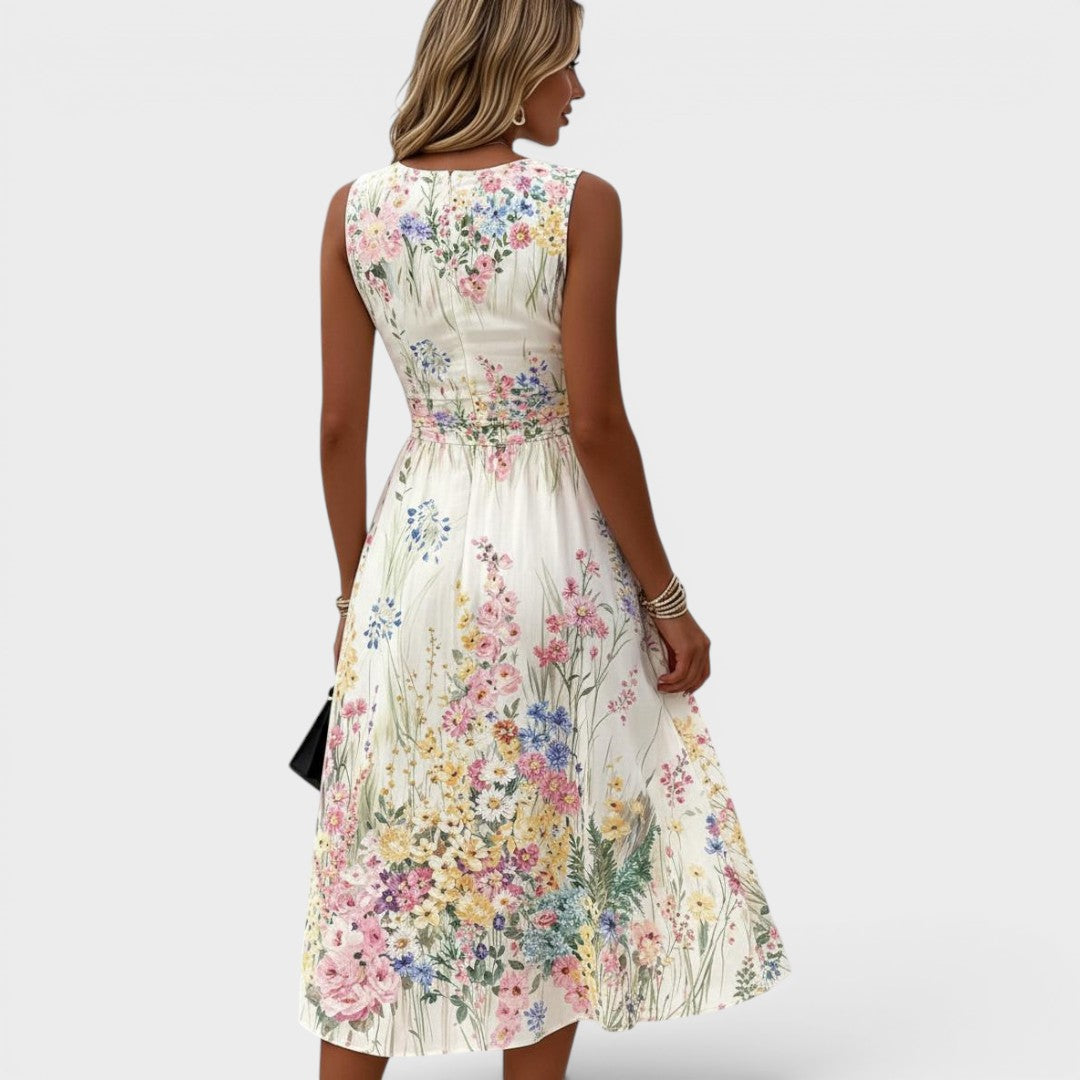 Women's Sleeveless Floral Midi Summer Dress in White – image 4