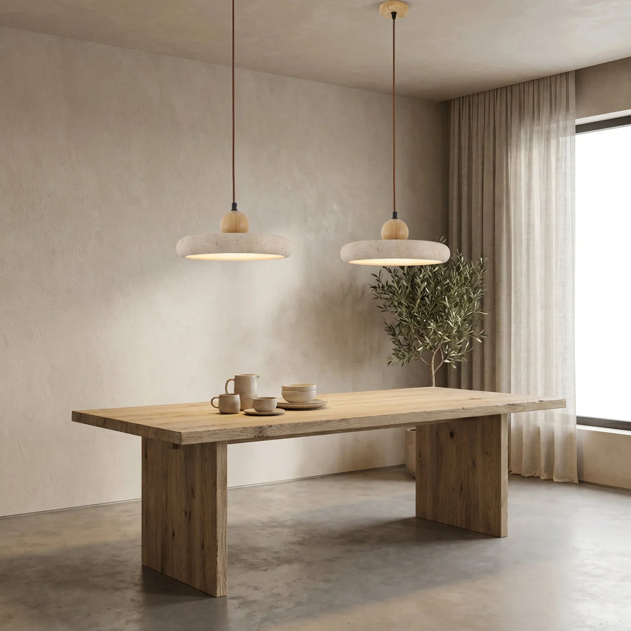 Travertine Wood Pendant Light, view 3