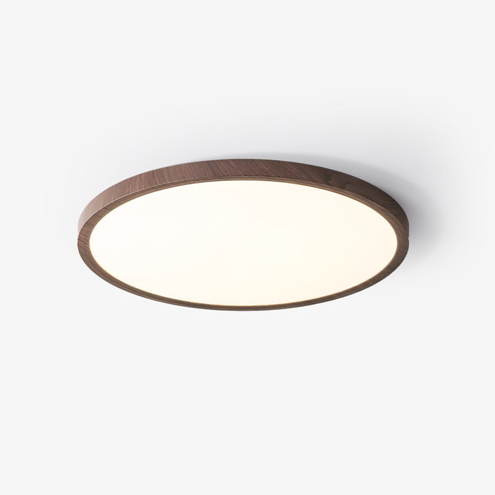 Walnut Wood Effect LED Flush Ceiling Light | Slim, 30-50 cm