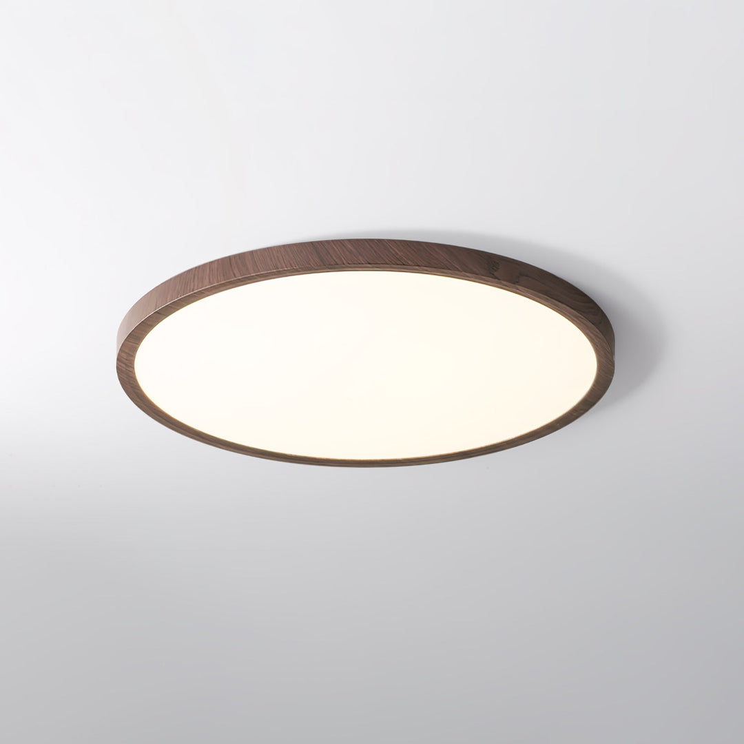 Walnut Wood Effect LED Flush Ceiling Light | Slim, 30-50 cm