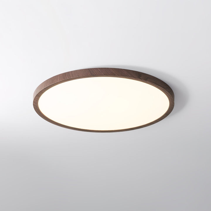 Walnut Wood Effect LED Flush Ceiling Light | Slim, 30-50 cm