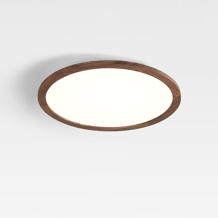 Walnut Wood Effect LED Flush Ceiling Light | Slim, 30-50 cm