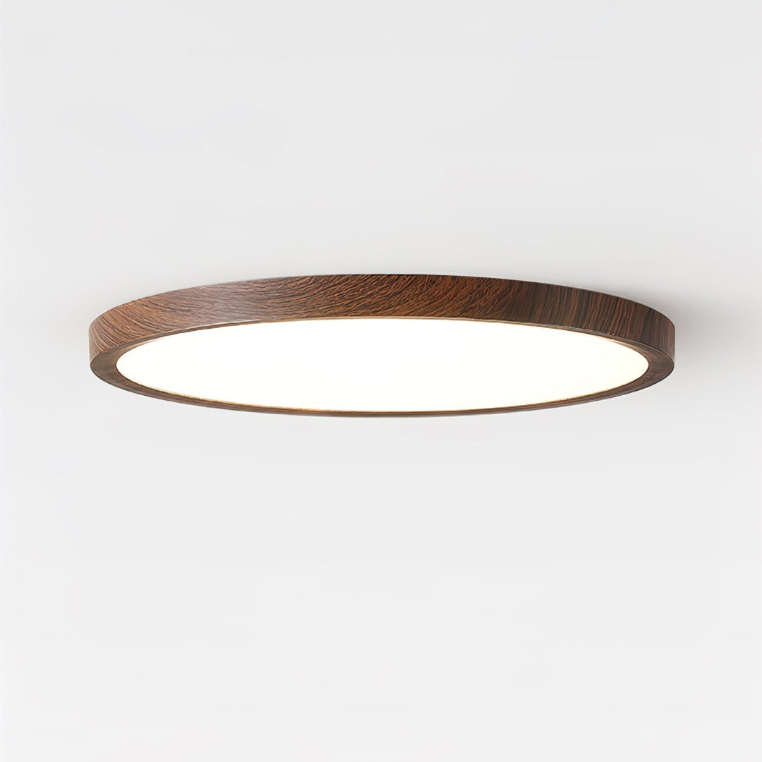 Walnut Wood Effect LED Flush Ceiling Light | Slim, 30-50 cm
