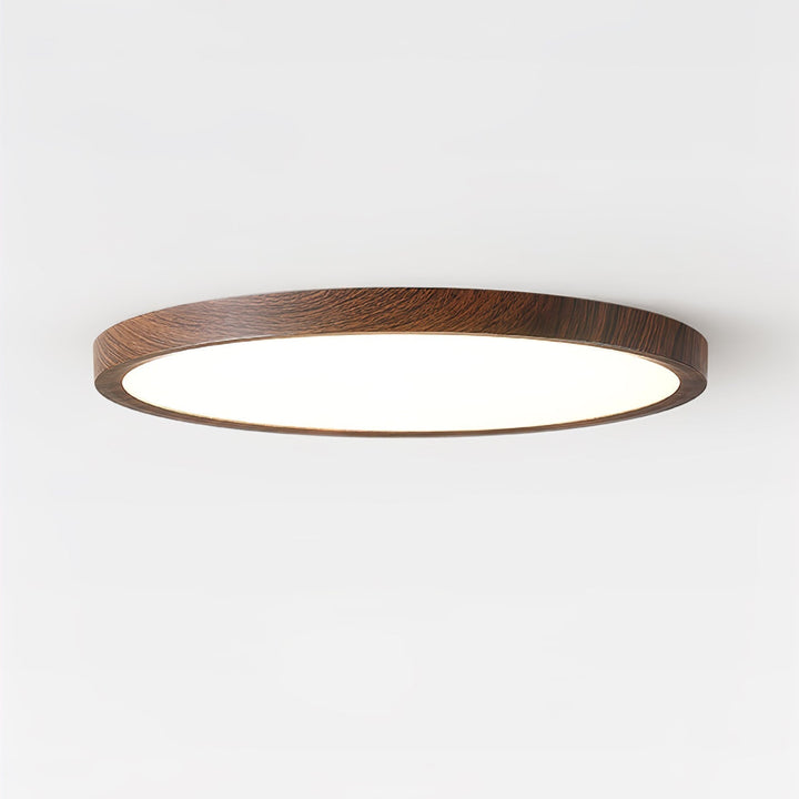 Walnut Wood Effect LED Flush Ceiling Light | Slim, 30-50 cm