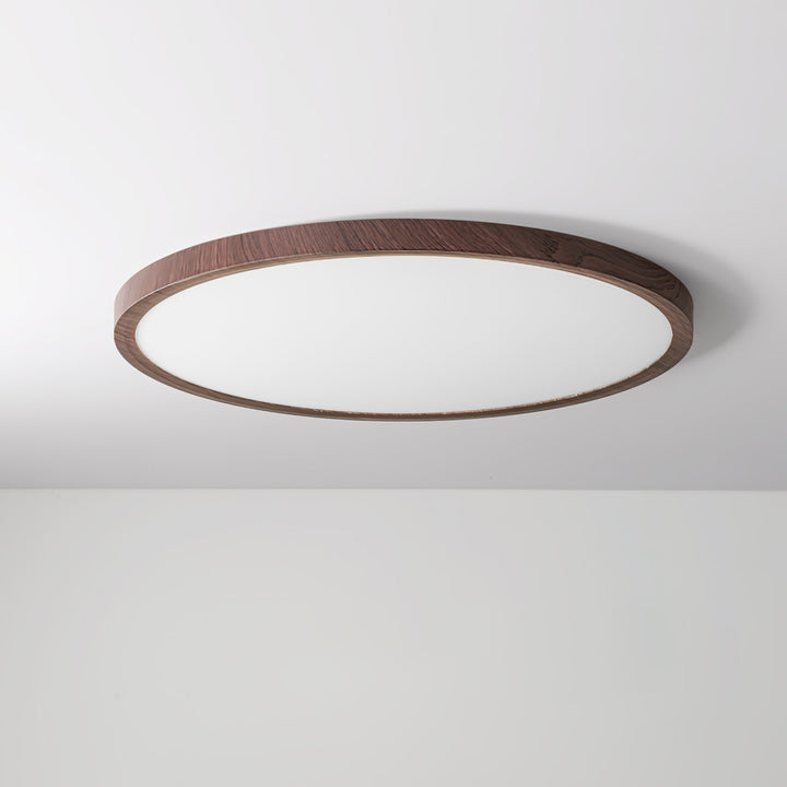 Walnut Wood Effect LED Flush Ceiling Light | Slim, 30-50 cm