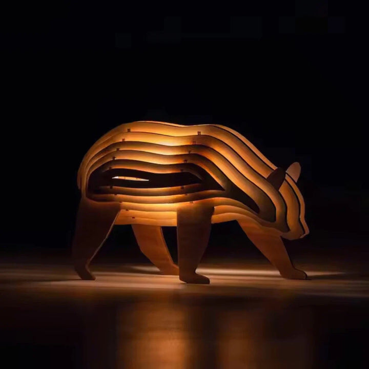3D Wooden Animal Table Lamp