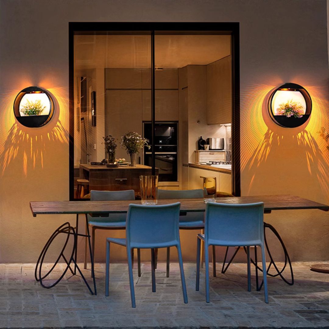 Solar Wall Light with Built-In Planter