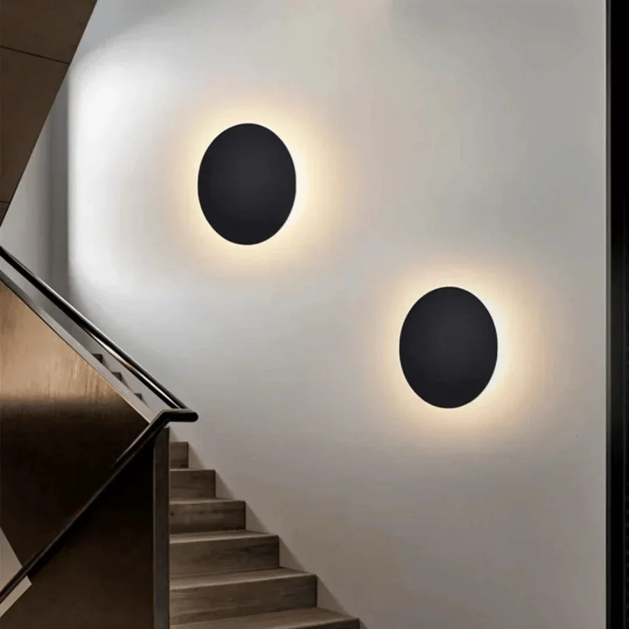 Modern Round Halo LED Wall Light With Backlit Glow, view 3