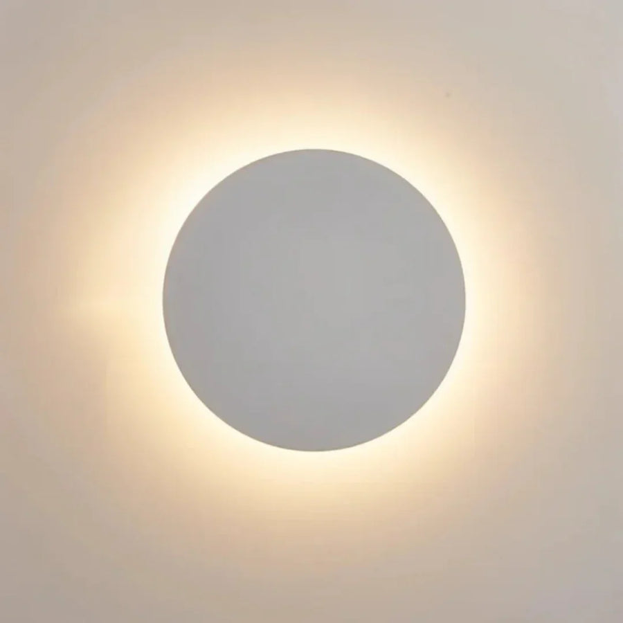 Modern Round Halo LED Wall Light With Backlit Glow in White