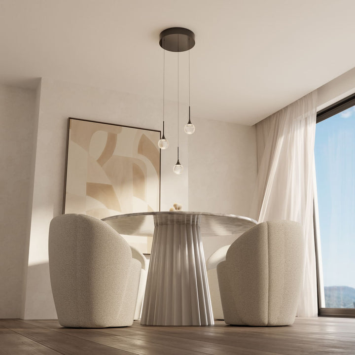 Fadio Three Drop Round Glass Pendant Light – image 9