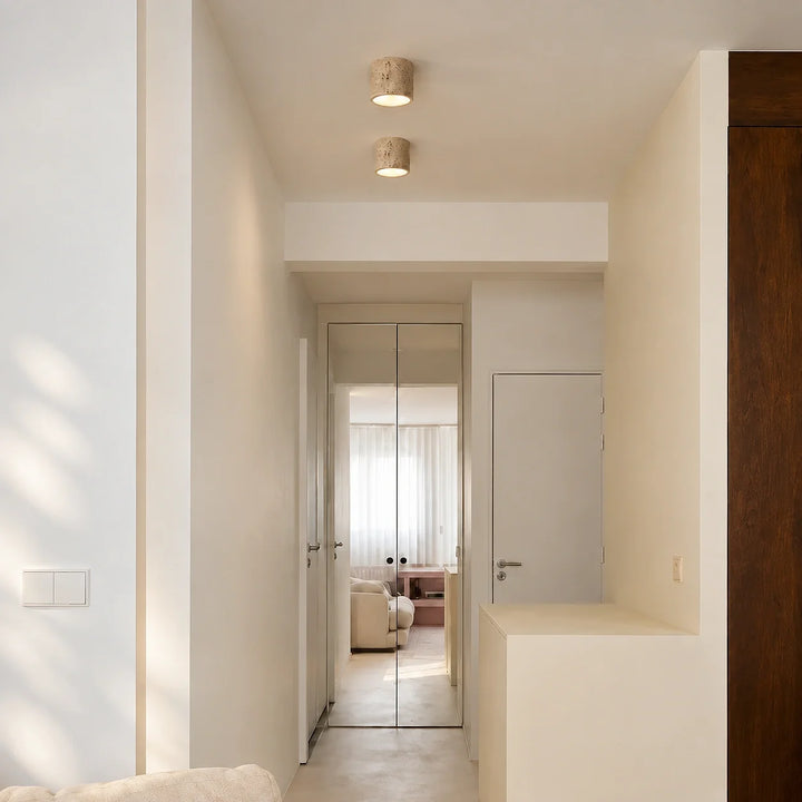 Vaelis Wabi-Sabi Cylindrical Travertine Ceiling Lamp