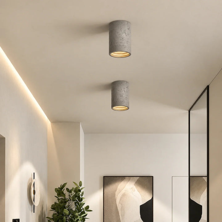Vaelis Wabi-Sabi Cylindrical Travertine Ceiling Lamp