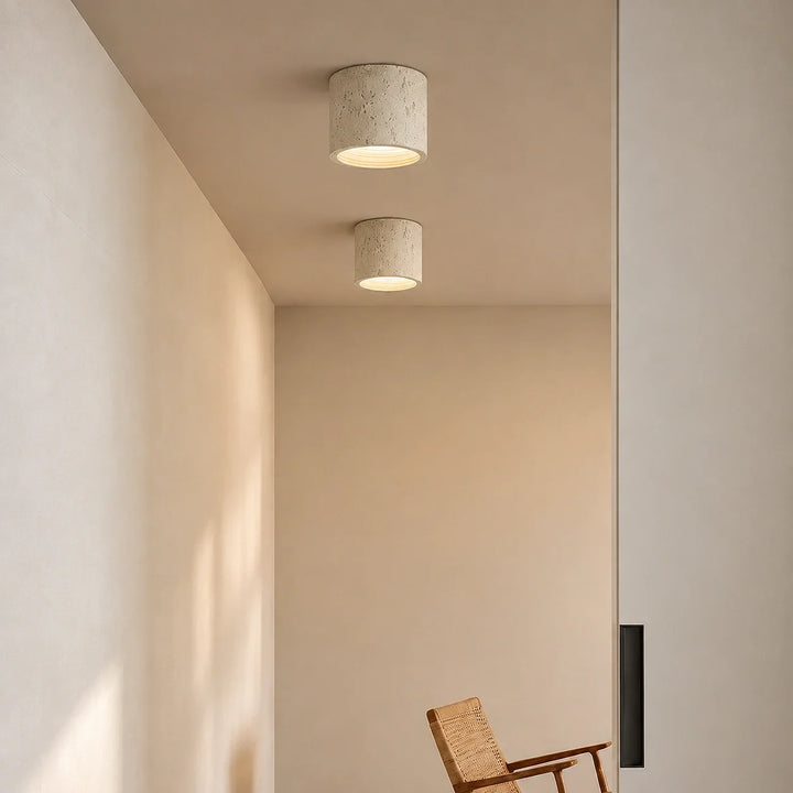 Vaelis Wabi-Sabi Cylindrical Travertine Ceiling Lamp