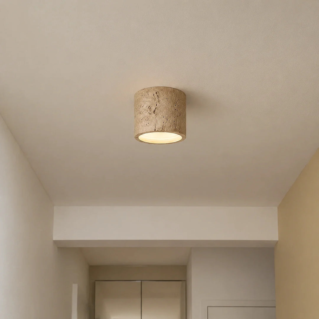 Vaelis Wabi-Sabi Cylindrical Travertine Ceiling Lamp