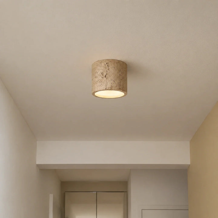 Vaelis Wabi-Sabi Cylindrical Travertine Ceiling Lamp