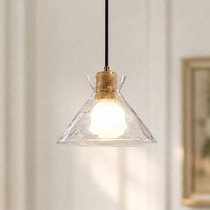 Vale Farmhouse Hammered Glass Dome Pendant Light