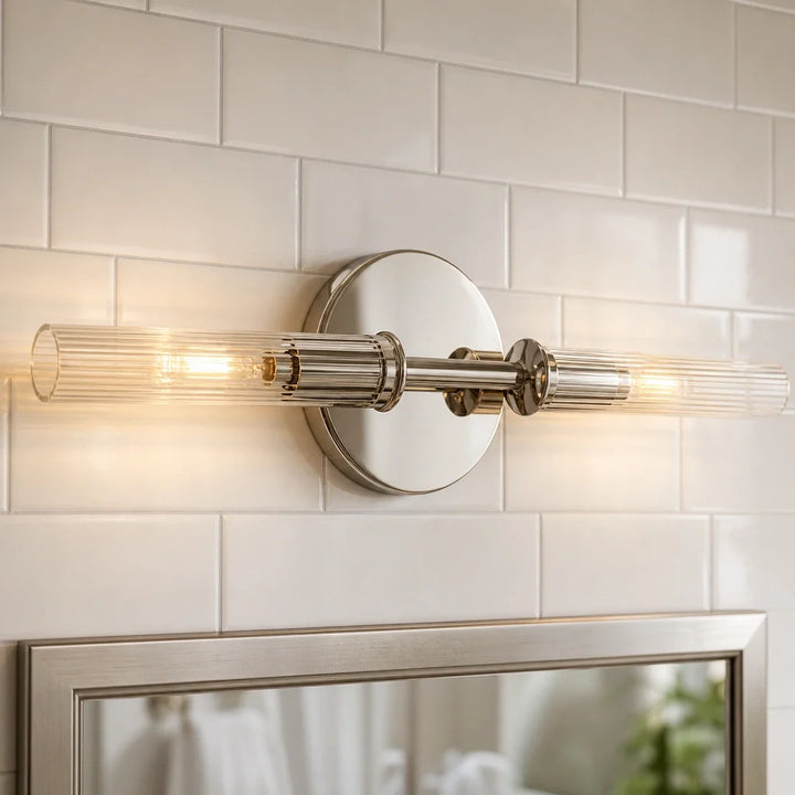 Vireo Farmhouse Copper Ribbed Glass Tube Sconce
