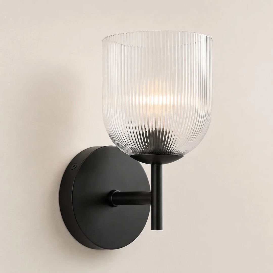 Vireo Farmhouse Copper Ribbed Glass Wall Sconce