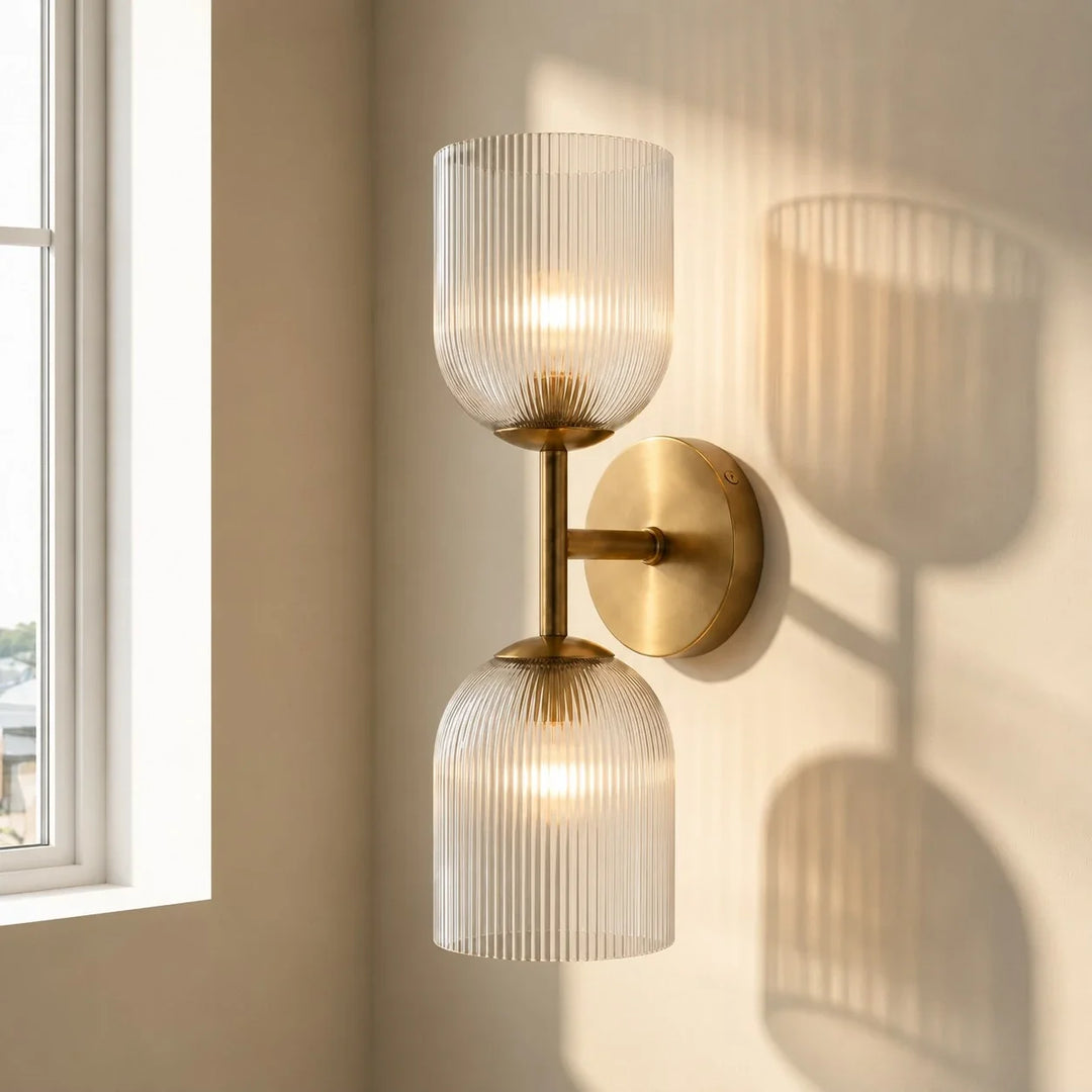 Vireo Farmhouse Copper Ribbed Glass Wall Sconce