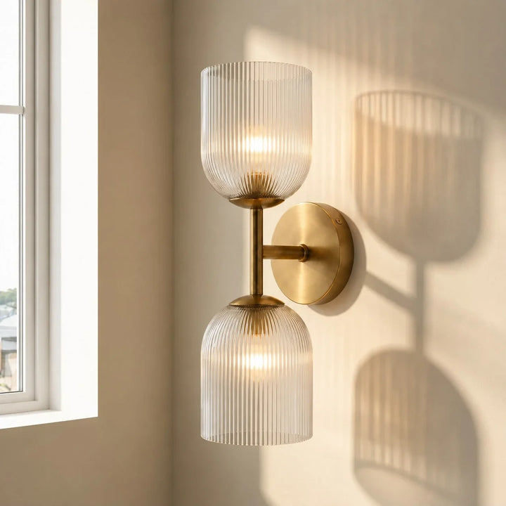 Vireo Farmhouse Copper Ribbed Glass Wall Sconce