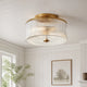 Vireo Farmhouse Drum-Shaped Ribbed Glass Ceiling Light